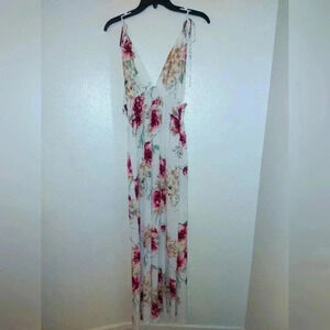 Infinity Raine FLORAL Spaghetti Strap MAXI DRESS Smock Waist Size Small